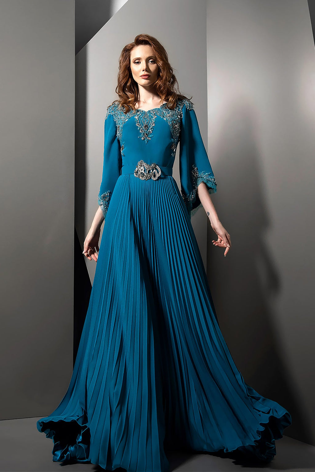 herlipto Chelsea Pleated Long Dress sky アウトレット直送