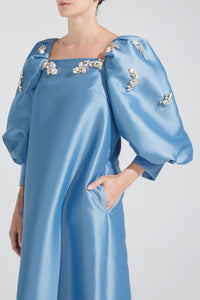HerTrove-A line taffeta dress with crystal embellishments