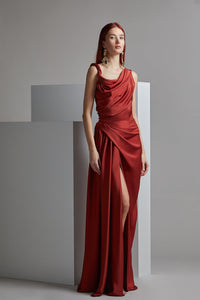 Her Trove-Satin dress with pleats