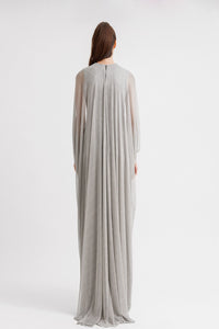 HerTrove-Long tulle dress with draping