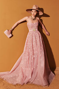 HerTrove-Fully embellished strapless tulle dress