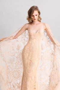 HerTrove-Lace gown paired with cape