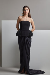 Her Trove-Strapless gown with embroidery