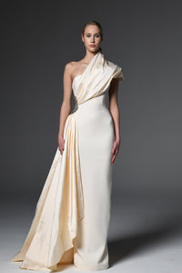 Her Trove-Crepe and taffeta asymmetric dress