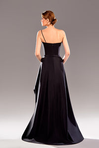 Her Trove-Strapless satin dress with embroidery