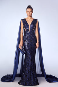 Her Trove-Plunging necklined beaded dress