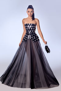 Her Trove-Strapless sequined tulle dress