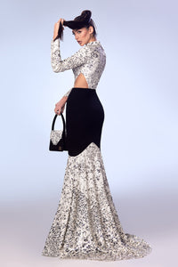 Her Trove-Long sleeves sequined crepe dress