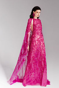 HerTrove-Fully beaded gown with cape