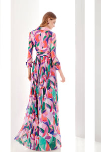 HerTrove-Printed chiffon dress with pleats