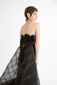 HerTrove-Lace and velvet gown with train
