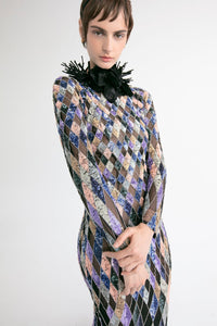 HerTrove-Long sleeves multicolor dress
