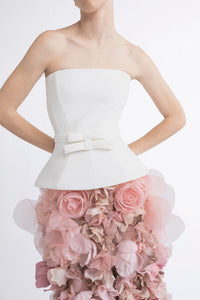 HerTrove-Strapless gown with floral skirt