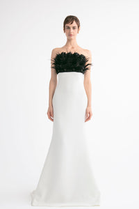 HerTrove-Mermaid dress with feathered bodice