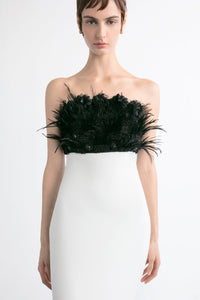 HerTrove-Mermaid dress with feathered bodice