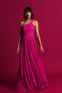 One strap fully pleated flowy gown - HerTrove