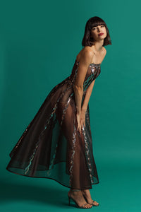 Sequin patterned sleeveless midi dress - HerTrove
