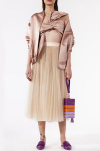 Razmir oversized jacket with midi pleated skirt - HerTrove