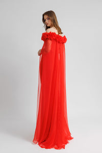 HerTrove-Off shoulder dress with cape like sleeves