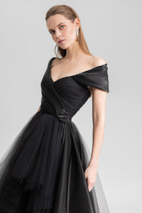 HerTrove - Off shoulder pleated tulle dress