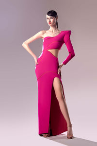 HerTrove-Cut out at waist one sleeve gown