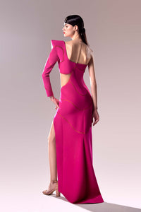 HerTrove-Cut out at waist one sleeve gown