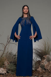 Cape sleeves fitted gown - HerTrove