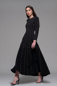 Long sleeves all the way beaded ankle length dress - HerTrove