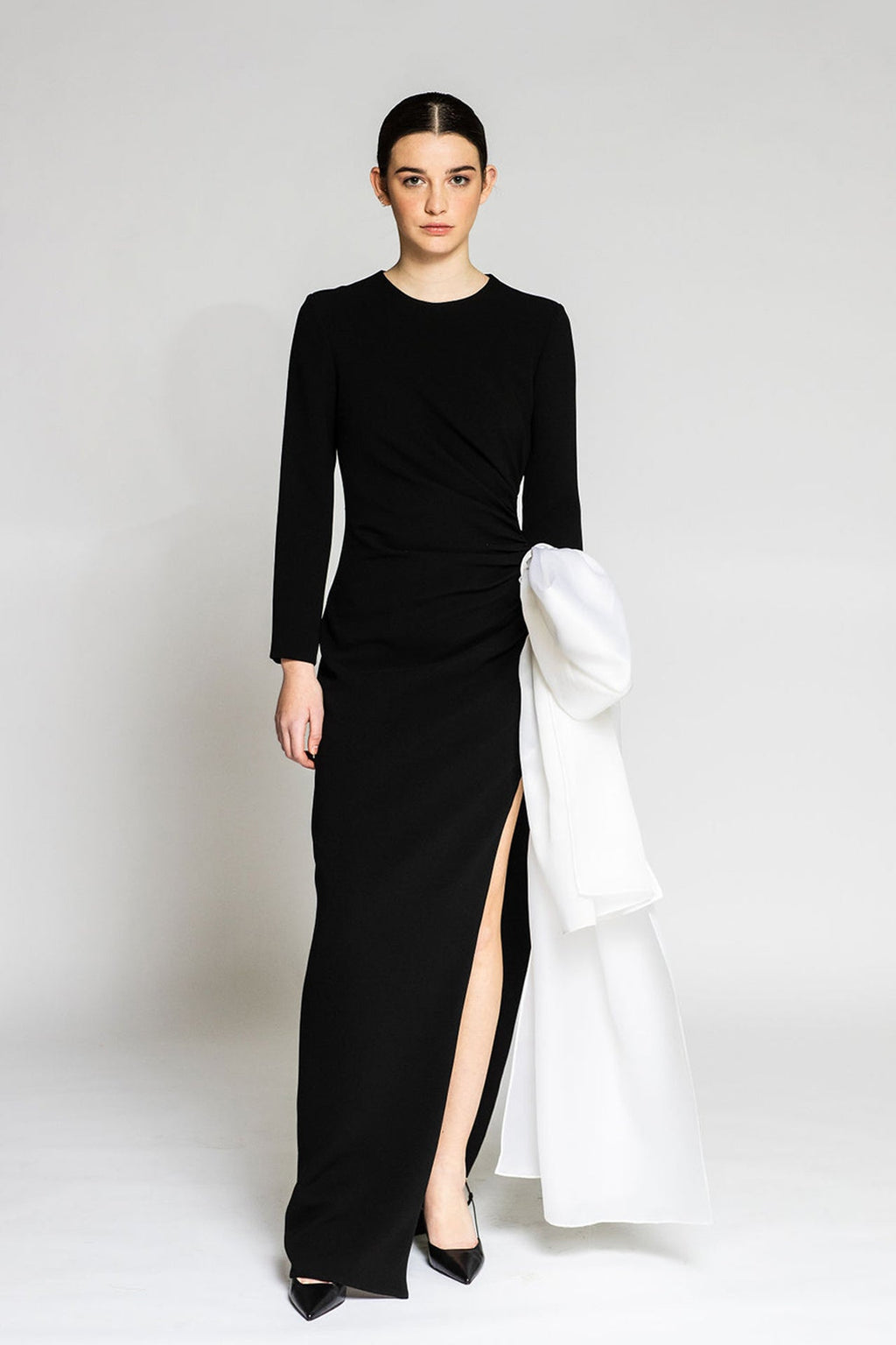 Long sleeves side slit dress | HerTrove
