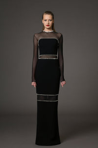 Her Trove-Crepe dress with baguette embroidery