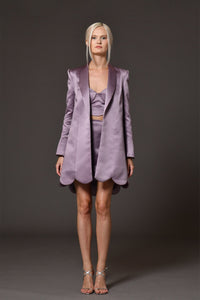 Her Trove-Satin blazer with top and skirt