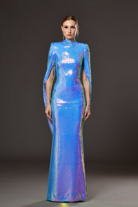 Her Trove-Holographic sequined dress 