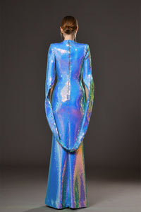 Her Trove-Holographic sequined dress 