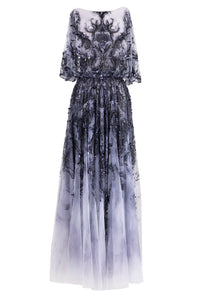 Her Trove - Printed tulle dress featuring flared sleeves