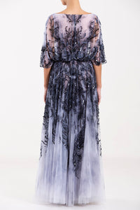 Her Trove - Printed tulle dress featuring flared sleeves