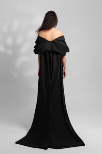 HerTrove-Folded neckline black sequined dress