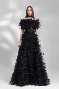 HerTrove-Fully intricated feather dress