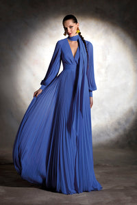 HerTrove - Long sleeves pleated georgette dress