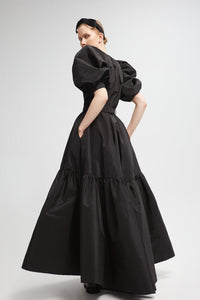 Exaggerated short sleeves taffeta gown - HerTrove